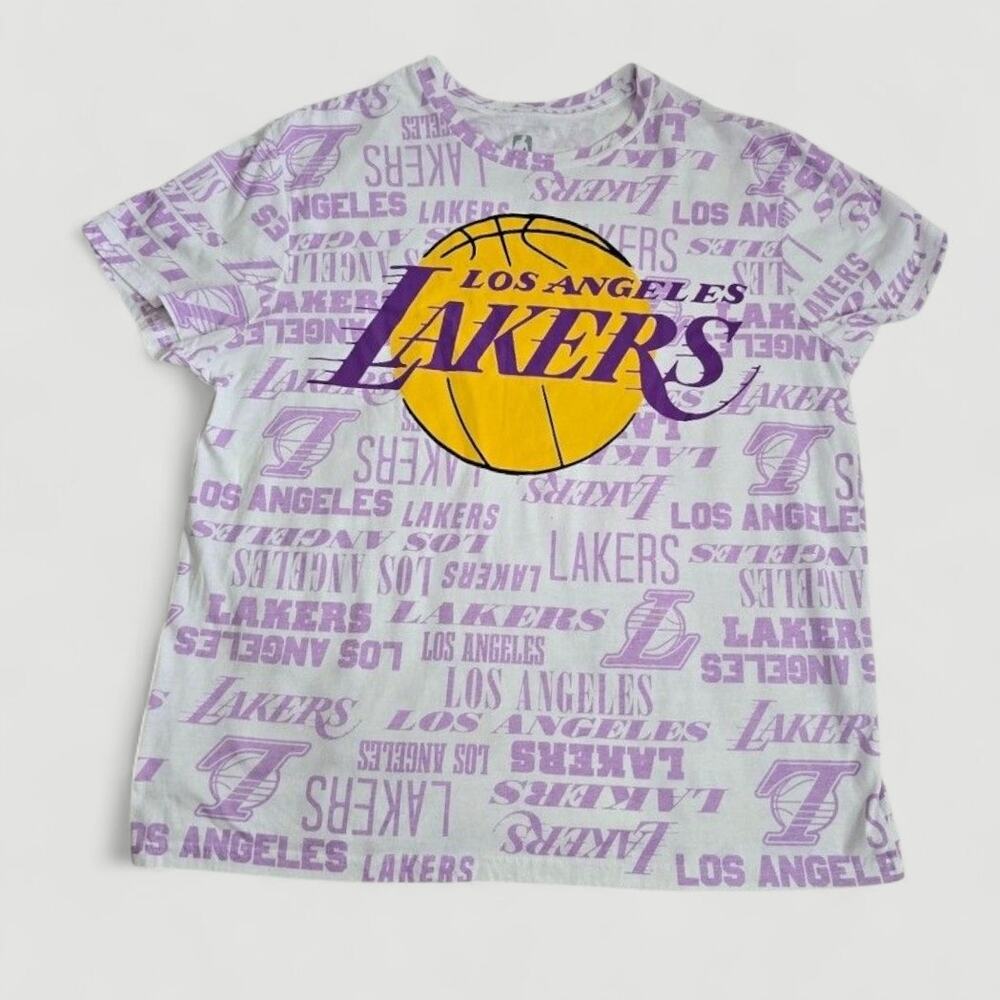 NBA Los Angeles Lakers Logo White and Purple Graphic Tee XXL